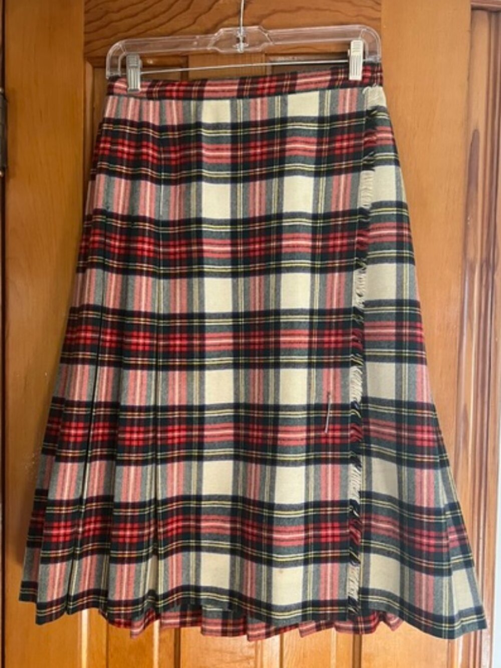 VTG Trimingham's - London - Tartan Wool Pleated Wrap Kilt Skirt